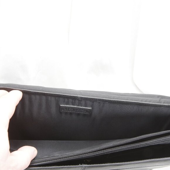 Brief case, black faux leather, gold clasp, Lisa Loren, beautiful,  versatile - Picture 5 of 6